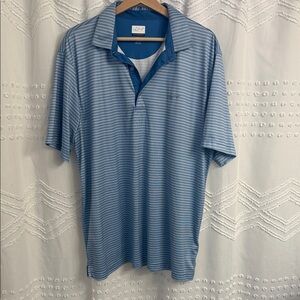 Excellent Greg Norman Men's Blue Striped Polo Shirt - XL